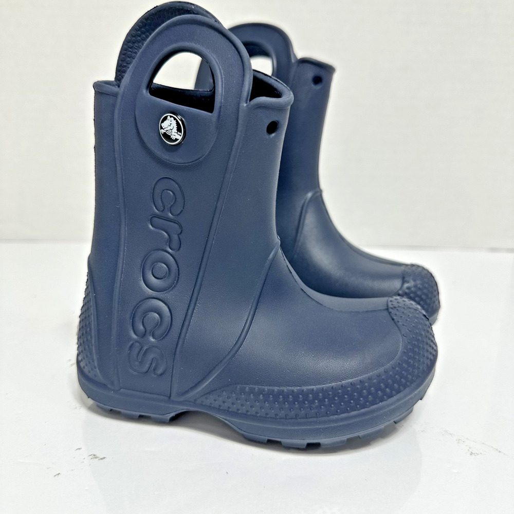 Crocs Youth Handle It Rain Boots Childrens Size C8 Navy Blue Waterproof Shoes
